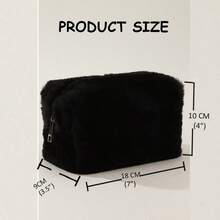 Soft Plush Quilted Cosmetic Bag, Large Capacity Travel Makeup Bag Toiletry Organizer, Can Be Used As Wallet - Hot Pink - View 5