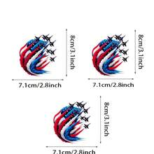 1/2/3PCS Patriotic American Flag Airplane Heat Transfer Template - Red, White, Blue, Fighter Jet And Smoke Trail - Easy Iron-On Application On T-Shirts, Hoodies, Bags, Pillows For Veterans Day, Aviation Enthusiasts - Durable Fabric Decor Gifts, DIY Clothing Decoration, Bold Graphics, Long-Lasting Printing, Apparel Embellishment, Fashionable Customization
