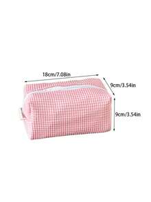 1pc Stripes Storage Bag Makeup Travel Bag Purse Organizer Toiletry Bag Handbag With Simple Style, Solid Color, Portable Makeup Bag For Outdoor Use, And Multiple Colors For You To Choose Fro