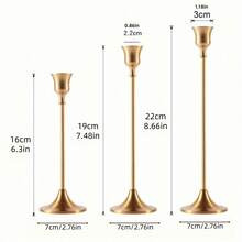 3pcs/Set Antique Bronze Small Ambiance Desktop Candle Holders Set, Home Decor & Party Decoration Candle Stands Gifts Birthday Graduation - Bronze - View 9