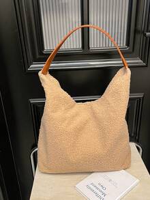 Geantă tote din pluș cu capacitate mare, geantă de mână pentru navetiști, geantă de umăr personalizată nouă în stil Ins 2025 pentru femei