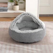 1 chiếc giường cho thú cưng mềm mại và thoải mái trong nhà, ấm áp và chống trượt, thích hợp cho mùa thu/đông, có thể giặt được - Xám - Xem 9