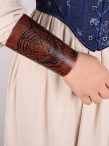 1PC Medieval Viking PU Leather Wristband Renaissance Historical Knight's Wristguard For Renaissance Viking Faire Larp Halloween Costume Accessory Carnival - 1pc - View 12