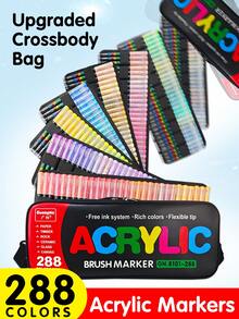 Bộ bút vẽ Acrylic GuangNa Classic 288/240/168/72/120/24/12 màu, Mực Acrylic chảy mượt, Màu sắc phong phú, Phân loại màu toàn diện, Có thể xếp chồng, Độ phủ cao, Bộ dụng cụ vẽ bằng bút dạ, Thích hợp cho vải bố, tranh đá, gỗ, đá, thủy tinh, gốm sứ, dệt may, đồ thủ công DIY, Trở lại trường học, Lưu trữ và di chuyển thuận tiện - Nhiều màu - Xem 3