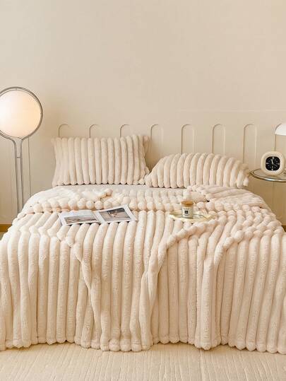 1 pieza Manta de tiro gruesa y cálida ultra suave a rayas - Poliéster lavable a máquina, hipoalergénica, confort acogedor para todo el año para sofá, cama o regalo - Colores mixtos, manta de tiro para sofá, decoración del hogar neutra, material hipoalergénico, decoración de otoño, decoración de invierno, decoración de la habitación, vuelta al colegio