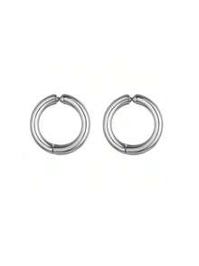 2Pcs Non Piercing Stainless Steel Ear Clips Earrings For Men, Fake Earrings Simple Fashion Hoop Earrings For Daily Wear Accessories