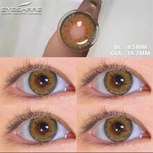 EYESHARE 1 Pair Colored Contact Lenses For Eyes Natural Brown Gray Colored Lens Contact For Blue Eyes Beauty Makeup Eye Lenses Yearly Use Green Beautiful Pupils, 14.2mm-No Power - 綠色 - 查看 8