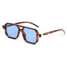 Vintage Square 70s Flat Aviator Fashion Glasses Women Men Classic Retro Stylish Frame Glasses ,Vacation Gift Party Driving Outfit Matching, Suitable For Various Face Shapes To Participate In Different Occasions.CK2622 - 017 豹紋鏡框 & 藍色鏡片 - 查看 8