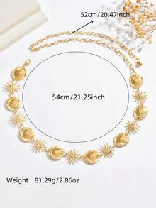 1条简约金色波西米亚风向日葵笑脸图案腰链，适合婚礼、宴会、派对等场合，是送给朋友和爱人的绝佳礼物。 - 金色 - 查看 6