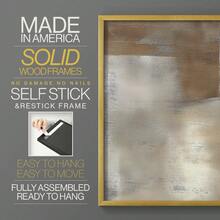 1pc Restickable Framed Modern Rustic Abstract Art Print, Wood Frame, Soft Geometric Shapes, Textured Brushwork, Contemporary Neutral Tones, Statement Wall Art Home Decor, Wall Art For Living Room, Entryway, Bedroom Art, Made In USA, Ready To Hang Art Prints - Gold - View 6
