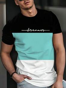 Áo thun ngắn tay phối ba màu cá tính, đa năng và thoải mái cho mặc hàng ngày, thiết kế phong cách đường phố bắt mắt, chất liệu 100% polyester, mềm mại, thoáng khí, nhẹ và co giãn, thích hợp mặc mùa hè. - Nhiều màu - Xem 4