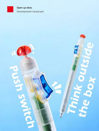 1pc Stress Relief Switch Pen - 0.5mm Smooth Writing Gel Pen With Fingertip Press, Anti-Anxiety Learning Tool, Quick-Drying Ink, Ins-Style Calligraphy Pen Suitable For Students, Relaxing Writing Assistance Tool | Fashionable Pen Body Design | Durable Plastic Pen