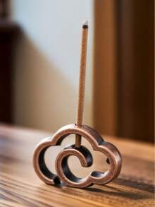 1pc Cloud - Shaped Incense Holder - Retro Copper Incense Stick Burner For Aromatherapy & Home Decor - Gold - View 5