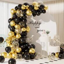 15/30pcs Black & Gold Balloon Set, 10inch Latex Balloons For Graduation, Anniversary, Wedding, Birthday, New Year Celebration Party Decorations - Multicolor - View 2