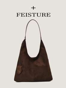 1pc Suede Underarm Bag For Women, Large Capacity One Shoulder Messenger Bag (With Small Pouch), Suitable For Girls, Ladies, College Students, Young Professionals, Great For Work, Business, Commute, School