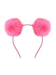 1pc/6pcs Cute Furry Ball Headband, Sweet Children Hair Accessories, Suitable For Autumn/Winter Parties, Holidays, School Events