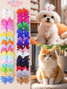 10/20pcs Random Color Puppy Hair Clips, Alligator Clips, Hair Pins, Headbands, Ribbed Ribbons, Dog Bow Hair Clips, Hair Accessories, Suitable For Daily Wear - Multicolor - View 1