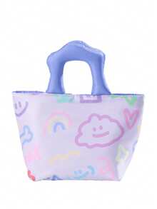 1pc Thickened Insulated Lunch Bag, Graffiti Handpainted Tote For Students And Office Workers Lunch Box For Traveling For Women Portable Waterproof Bag Lunchbox - Multicolor - View 7