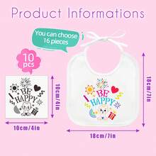 16/37 Pcs DIY Bibs Decorating Kit 16 White Bibs 10 Stencils 10 Fabric Markers 1  Game Sign - 熊 - 查看 2