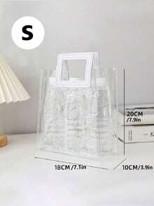 1 件厚透明 PVC 手提包、PVC 沙滩包节日派对手提包、礼品袋、可重复使用的透明手提包、购物袋、派对袋、工艺手提包、派对礼品袋、婚礼礼品糖果盒手提包、礼品纪念品袋，适用于婚礼派对和生日礼品包装（不含丝带），体育场批准的 12*12*12 透明钱包袋，适用于音乐会体育赛事节日