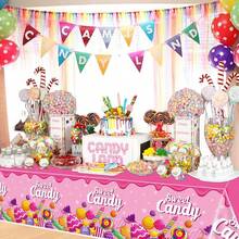 Paquete de 4 manteles Desechables de plástico con Hojas de eucalipto, 86.6 x 51.1 Pulgadas, para Shower,, hogar, cumpleaños,, decoración de Mesa - Dulces - Ver 8
