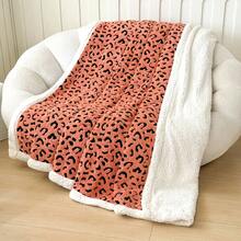1pc Thick Double-Layer Jacquard Sexy Leopard Print Sherpa Blanket, Black Leopard Print Multi-Purpose Nap Blanket, Soft Plush Texture, High Aesthetic, Breathable And Comfortable, Providing Warm And Cozy Experience, Suitable For Bed, Sofa, Office Nap, Outdoor Travel And Camping, Holiday Gift
