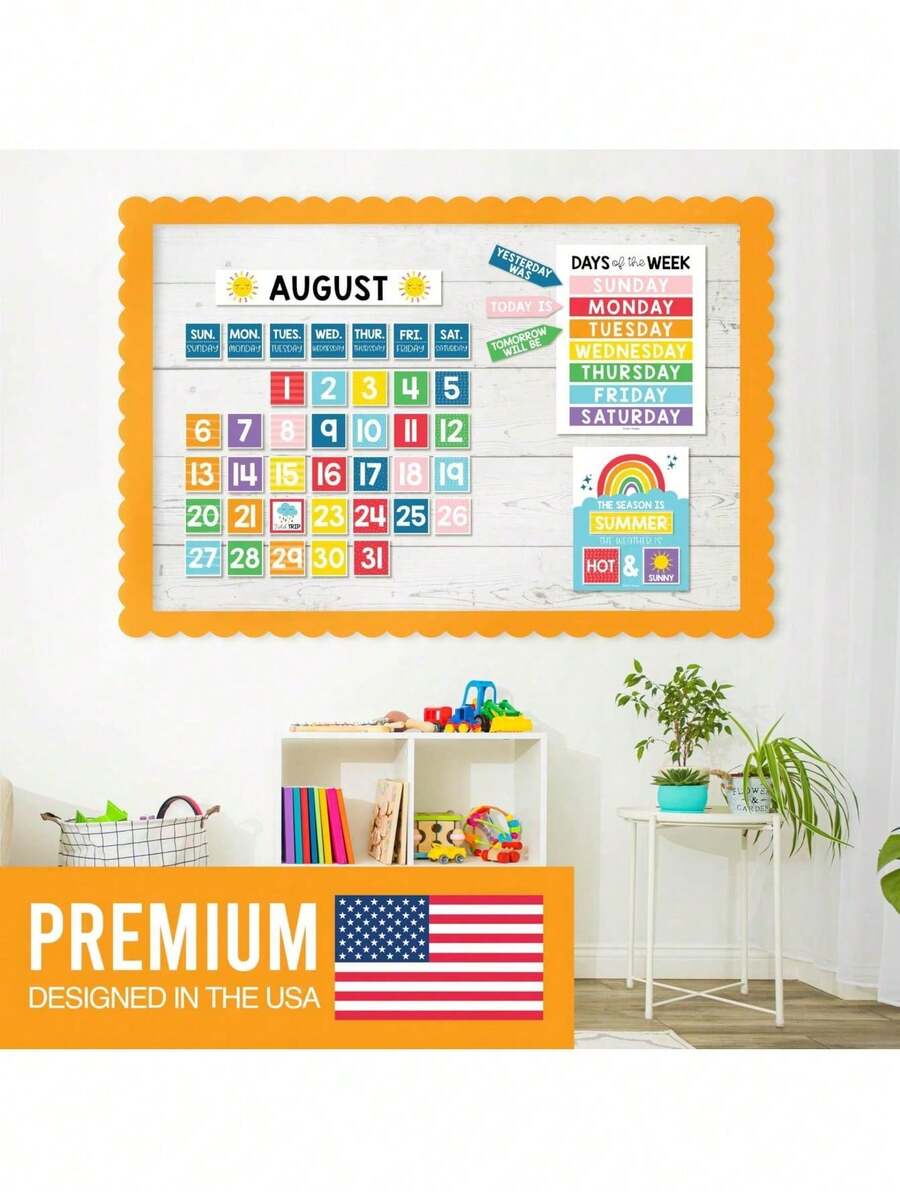 Classroom Calendar, 98 Pieces, Bulletin Board, Hadley Designs, Calendars & Planners, Calendar 2025, Calendar Creative Minimalist, Calendar>Teacher, Yearly Calendars, Calendario 2025-2026, Academic Calendar 2025-2026, Wall Calendar 2025, Numbers Calendar, - Rainbow - 查看 1