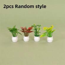 Miniature Plant Models For Dollhouse, Mini Finished Floral, Potted Plants, Outdoor Landscape Flower Beds, Plant Models, Dollhouse Green Plant Decorations, Dollhouse Decorations - Multicolor - View 16