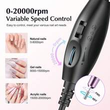 LKE Electric Nail Art Manicure Pedicure Drill Pen Style Nail Polisher Machine Tool Kit With Low Noise Cutters & Nail Files - 粉色 - 查看 5