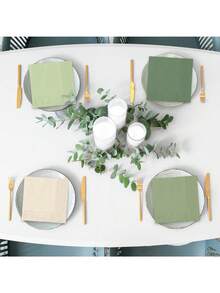 20/60/120 chiếc khăn ăn cocktail màu xanh lá cây xô thơm 2 lớp khăn giấy màu xanh lá cây xô thơm màu nude khăn ăn dùng một lần màu trắng sữa màu nâu xanh lá cây cho đám cưới đồ dùng cho tiệc cưới, 5 * 5 inch - Nhiều màu - Xem 8
