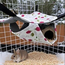 Small Animal Hideaway& Hammock, Cozy House With Roof For Small Pets To Sleep And Hide - Washable Pet Cave& Hideout Corner, Hanging Hammock Hideout Bed, Cage Accessories For Guinea, Hamster, Rat, Glider, Squirrel, Ferret, Kitten, Squirrel, Chinchilla