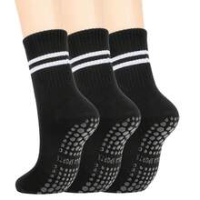 3/5 双普拉提防滑袜，女士普拉提防滑袜，普拉提粘性袜，瑜伽桶袜（带防滑功能），黑白粉色运动