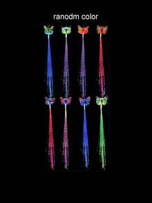 8pcs-Glow In The Dark Hair Extensions Clip, Luminous Colored Led Light Fiber Optic Hair Braid Barrettes, Party Butterfly Hair Clips Synthetic Neon Fake Hair Clips Highlight Hair Accessories For DIY Women, Music Festival Dance Floor Party Dress Up, Bar Concert, Beach Vacation Leisure Cruise Party, Gift To Friends, Nightclub Disco,Back To Classroom Party Favors, Everyday Fashion Accessory - Multicolor - View 13