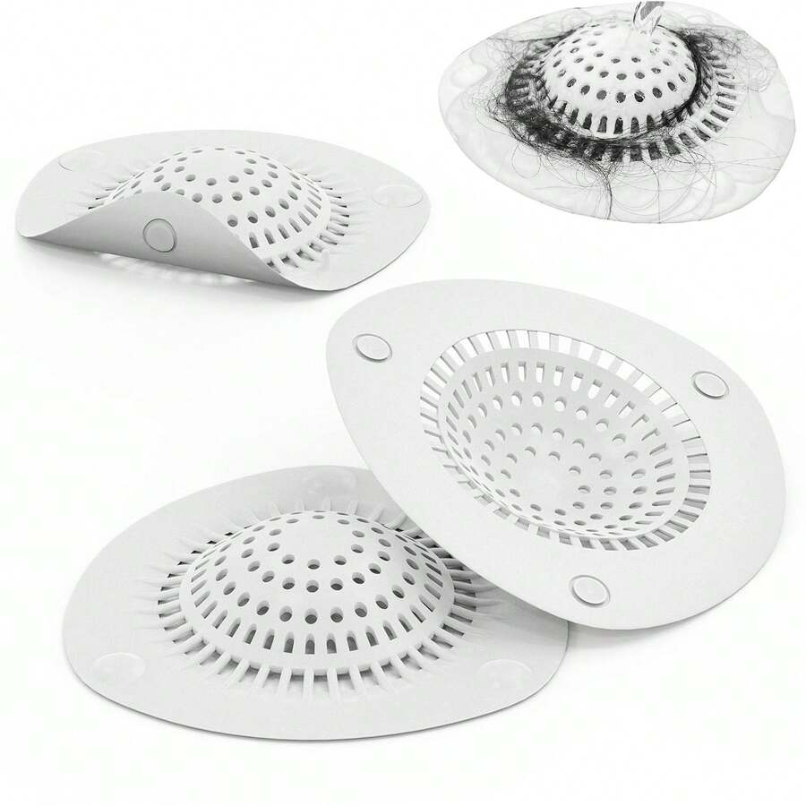 Silicone Hair Catcher Drain Cover 1PC, Suction Cup Shower Bathtub Drain Strainer, Universal Hair Stopper For Sink Tub Drain Hole, Anti-Clog Bathroom Kitchen Drain Protector White - 白色 - 查看 1