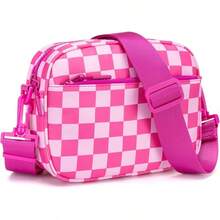 Checkered Crossbody Bag For Women Small Cute Purses  Shoulder Handbags Wide Strap - Rose Red Check - View 1