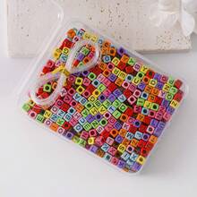 100pcs/300pcs/500pcs/700pcs Loose White Square Acrylic Letter Beads, 6x6mm, With Black Letters A-Z, For Jewelry Making And DIY Bracelets, Necklaces, Keychains