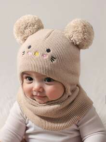 1 pezzo Cappello balaclava in maglia con ricamo a gatto, carino per bambini, cappello invernale caldo e casual per neonati/bambini, adatto per bambino/bambina, berretto da sci per uso quotidiano e all'aperto - Multicolore - Visualizzare 38
