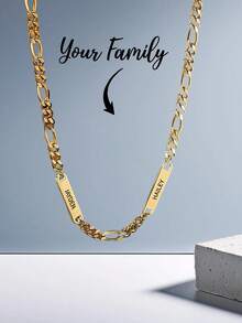 Minimalist Custom Name Necklace For Women,Multiple Bar Charms Necklace With Paperclip Chain,Personalized Engraving 1-5 Names Necklaces,Personalized Jewelry Customized Engraved Multiple Names Pendant Necklaces,Birthday Gift Valentine's Day Gifts, Family Gifts,Halloween, Christmas Gifts - Gold 2 - View 4
