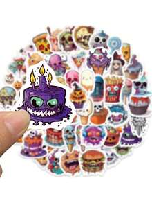 50PCS Halloween Horror Food Stickers Graffiti Creative Stickers DIY Laptop Refrigerator Luggage Phone Case Water Cup Decoration Stickers Toy Wall Decor Room Decor Wall Stickers Wall Sticker Home Decor