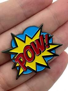 1pc Explosion POW Brooch, Cartoon Funny Metal Badge, Creative Backpack Decor Pin Suitable For Men And Women Everyday Wear