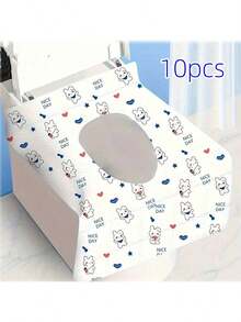 10 Stück wasserdichte Einweg-Toilettendeckel mit süßen Hasen- und Herzmustern - starker Klebstoff, einzeln verpackte Reise-Schutzhüllen, geeignet für Toilettentraining, öffentliche Toiletten und Badezimmer-Accessoires, Nutzung öffentlicher Toiletten | Einweg-Toilettendeckel | Einzeln verpackt mit Klebstoff