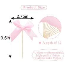 12/24 chiếc Đầu bánh cupcake nơ hồng, Đồ trang trí sinh nhật cho tiệc chia tay cuộc sống độc thân, Đồ dùng tiệc tùng, Tiệc độc thân, Lễ đính hôn, Đám cưới, Tiệc chào đón em bé, Trang trí tiệc sinh nhật theo chủ đề nơ cho bé gái, Tiệc chào đón em bé, Tiệc tiết lộ giới tính, Trang trí bánh tiệc tắm em bé - Hồng - Xem 11