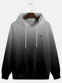 Men's 2-Piece Tracksuit Set, Gradient Letter & Graphic Print Drawstring Hoodie And Sweatpants, Casual Streetwear Outfit For Spring/Autumn - Black - View 3