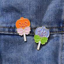 2pcs/Set Halloween Pumpkin Lollipop Enamel Pin Fashion Decorative Brooches Ornaments Lapel Bag Badges Jewelry Gifts 2025 New Style00