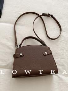 low tea Túi xách nữ mùa hè mới, họa tiết vải thiều, túi đeo chéo thời trang có dây đeo điều chỉnh được, túi đeo vai đơn màu trơn cao cấp trang trí kim loại, túi công sở tiện dụng. - Cà phê - Xem 8
