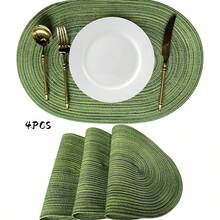 Tovagliette ovali/rotonde, set di tovagliette lavabili intrecciate, antiscivolo, resistenti al calore per tavolo da pranzo, decorazione per interni ed esterni, decorazione per tavolo da cucina