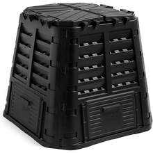 Compost Bin For Garden 480L – Composter With Slatted Design For Aeration, Rainwater Collection, Side Flap & Lid – Outdoor Compost Converter – Frost & UV Resistant - Black - Default - View 1