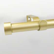 Curtain Rod, With A Diameter Of 1 Inch, Features A Seamless Splicing Design And Is Equipped With Aluminum Alloy End Caps For Window Decoration. It Is A Versatile Modern Fixed Heavy-Duty Curtain Rod Suitable For Various Curtains With Metal Rings, Hooks, Rod Pockets, Or Grommets. - Gold - View 13