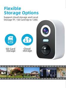 1pc Smart WiFi Battery-Powered Surveillance Camera, 3.6mm F2.0 Lens, IR LED Lights, Light Sensor, Microphone, Compact Black & White Rectangular Design, Rechargeable Wireless Security Camera For Indoor/Outdoor Home Use
