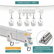 Flexible Bendable Ceiling Curtain Track Room Divider 12Ft Curved Curtain Rail Wall Mount RV Sliding Hospital Ceiling Track System Set For Curtains Bay Window - 8英尺 - 查看 4